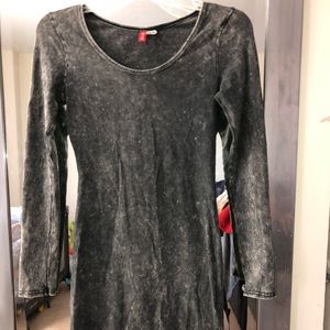 Long sleeve acid wash bodycon dress